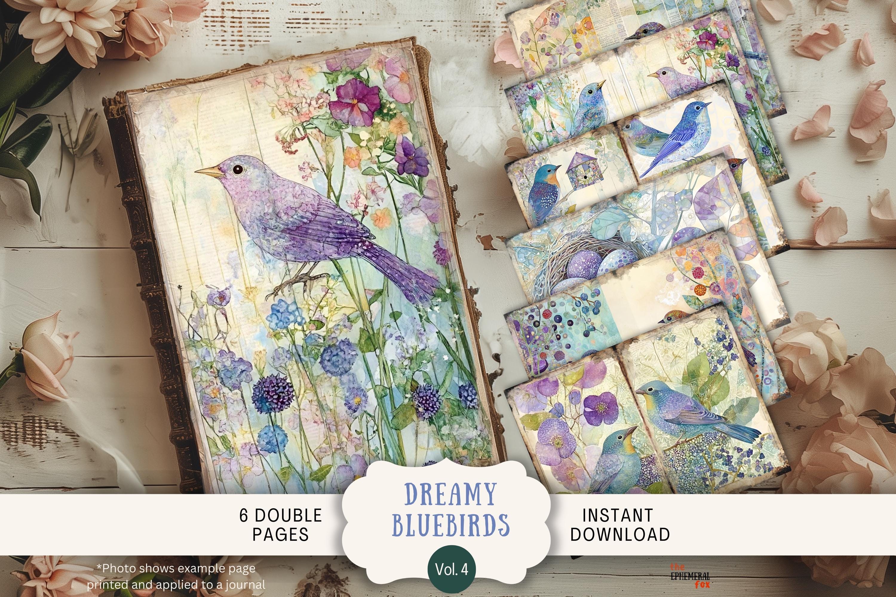 Dreamy Bluebird BUNDLE Junk Journal Kit Printable Papers Tags Tickets ...