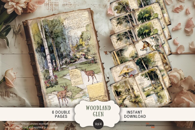 Printable Woodland Junk Journal Paper Forest Animals Scrapbook Kit ...