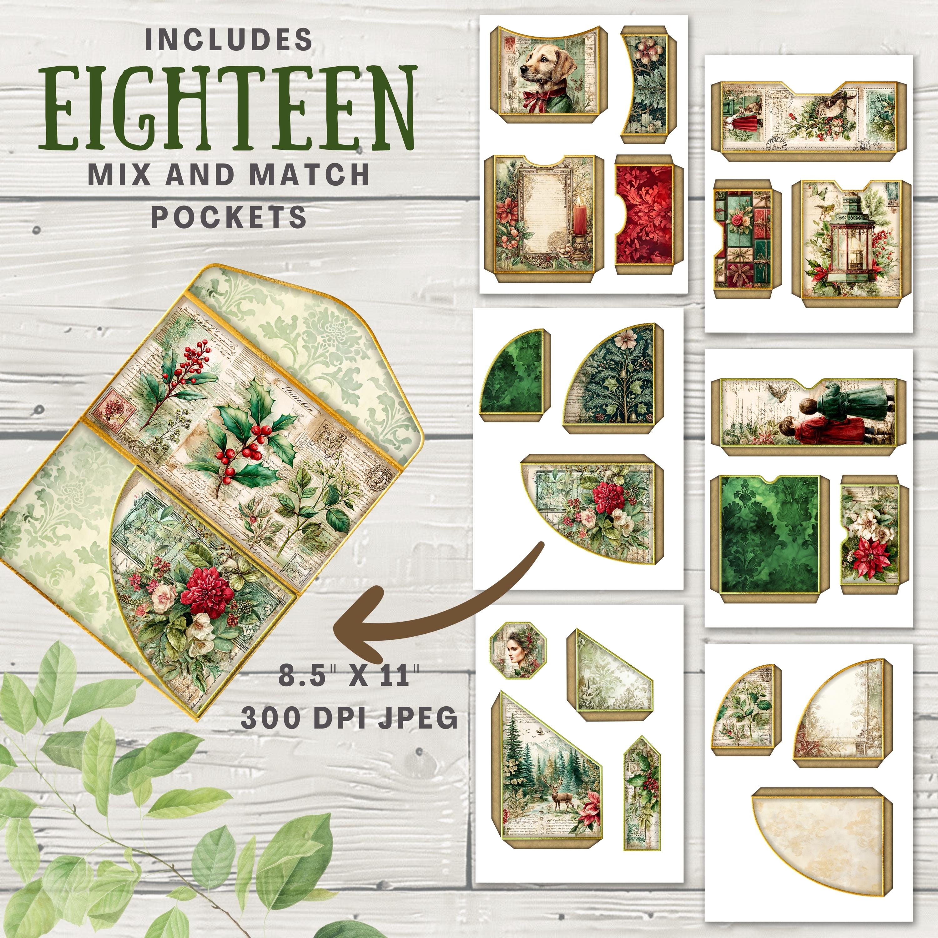 Christmas Letters Junk Journal Folio Kit, 16 Digital Mix and Match ...