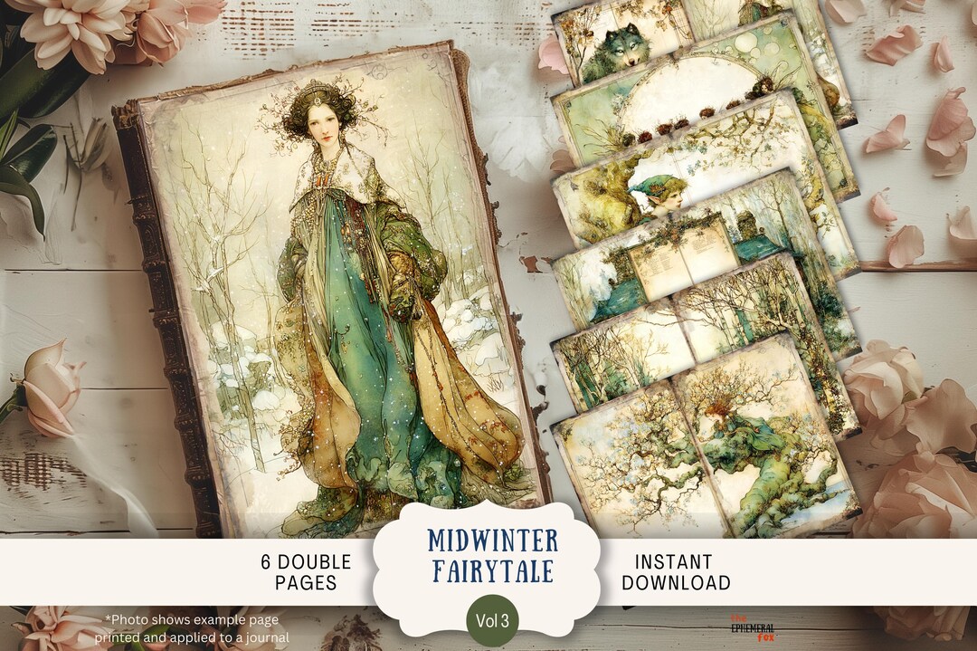 Midwinter Fairytale Junk Journal Pages 6 Digital Scrapbook Papers ...
