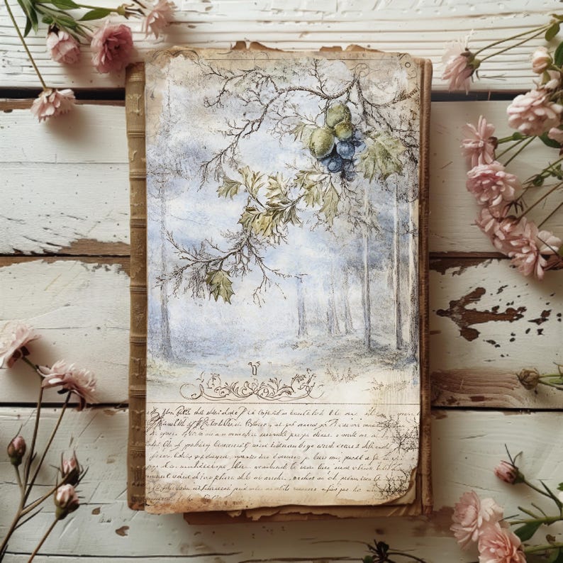 Snowy Christmas Junk Journal Pages 6 Digital Scrapbook Papers Printable ...
