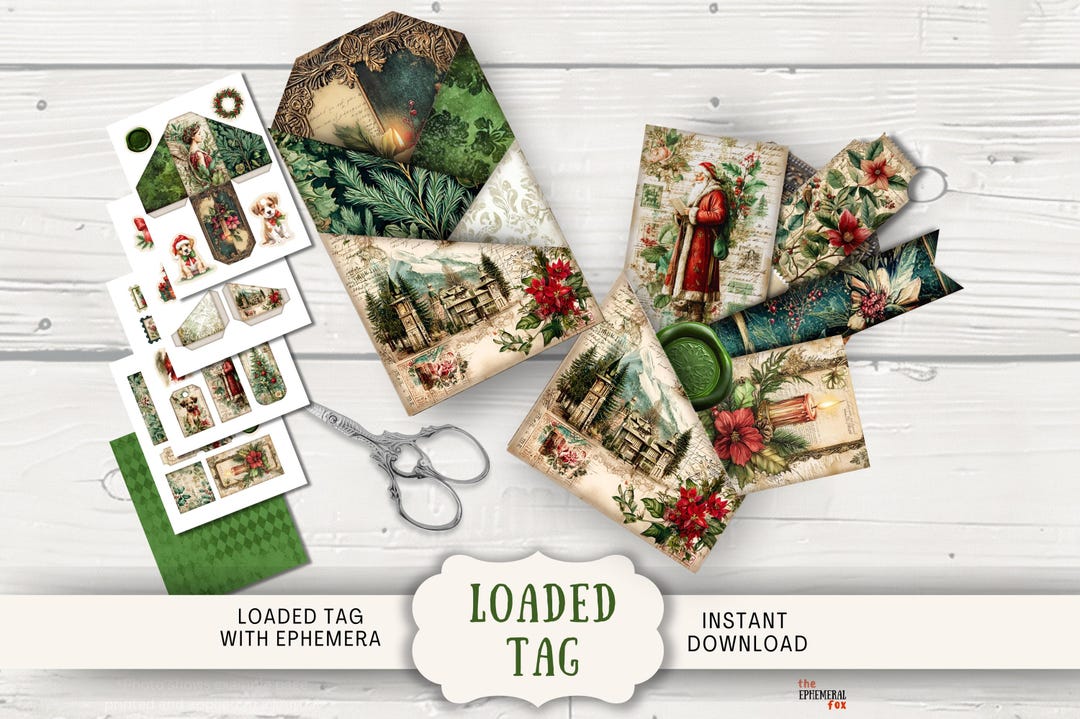 Christmas Letters Loaded Tags Junk Journal Printable Loaded Pockets ...