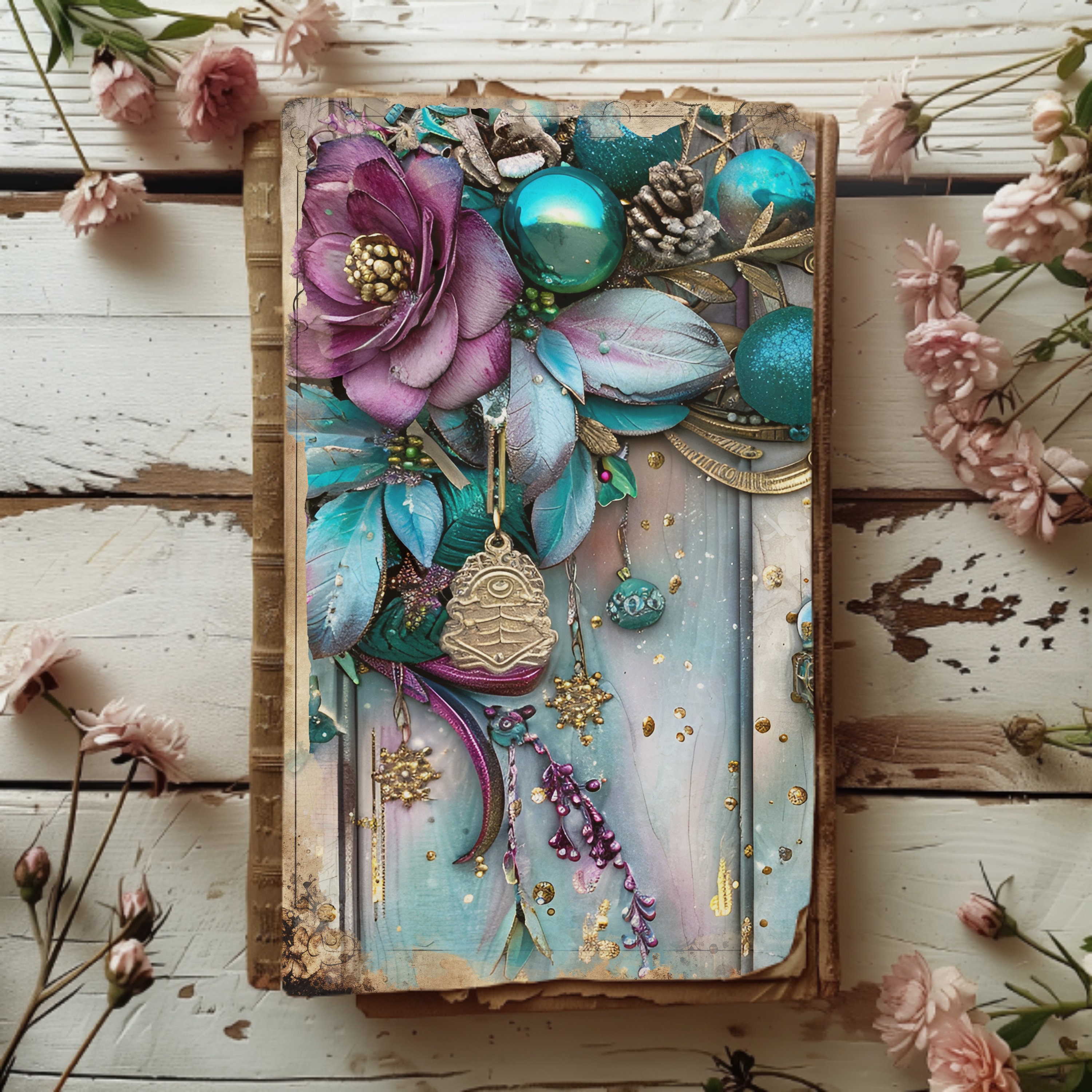 Christmas Door Junk Journal Pages, 6 Digital Scrapbook Pages, 11 X 8.5 ...
