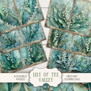 Pages de journal indésirable du muguet, 6 pages de scrapbooking numérique, 11 x 8,5 po