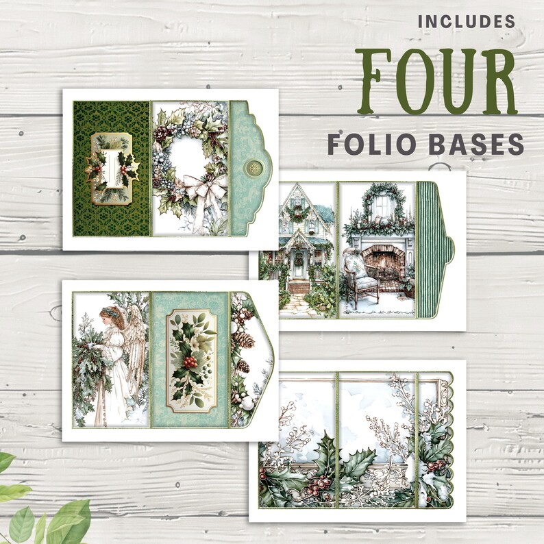 Sage Green & White Christmas Junk Journal Folio Kit, 16 Digital Mix and ...