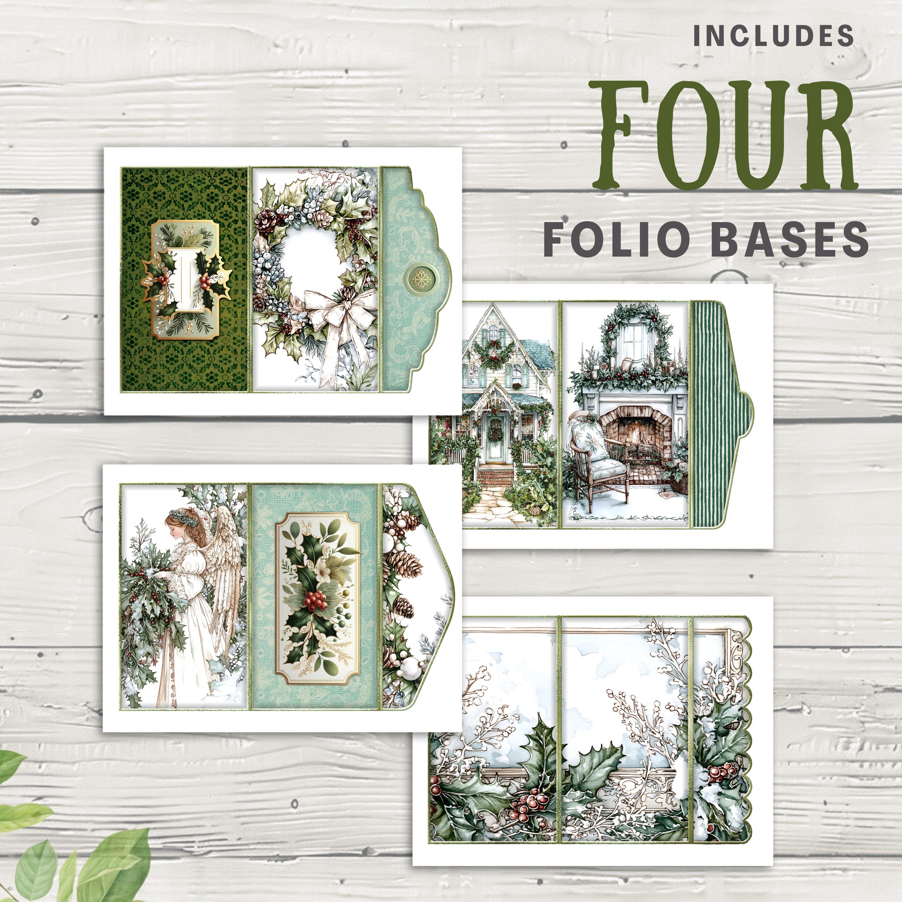 Sage Green & White Christmas Junk Journal Folio Kit, 16 Digital Mix and ...