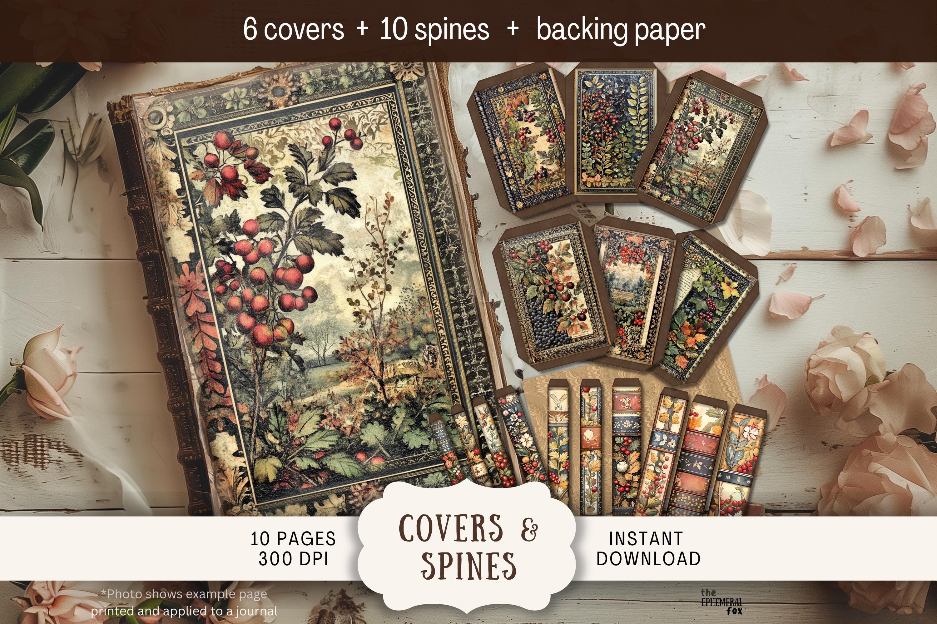 Cover Kit: Medieval Autumn Junk Journal Covers & Spines Digital