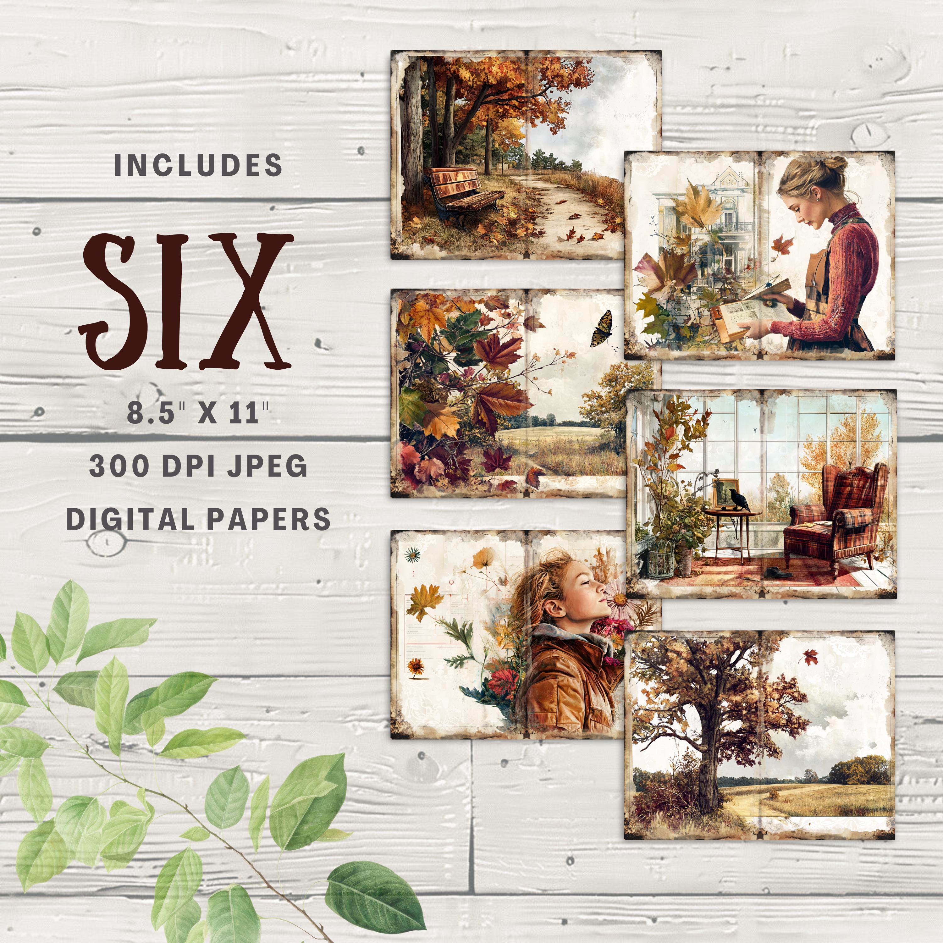 ボタニカル 秋の午後のジャンクジャーナル ページ6 デジタルスクラップ