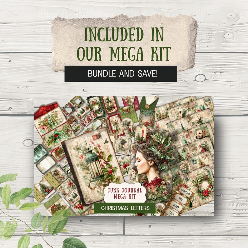 Christmas Letters Junk Journal Folio Kit, 16 Digital Mix and Match ...