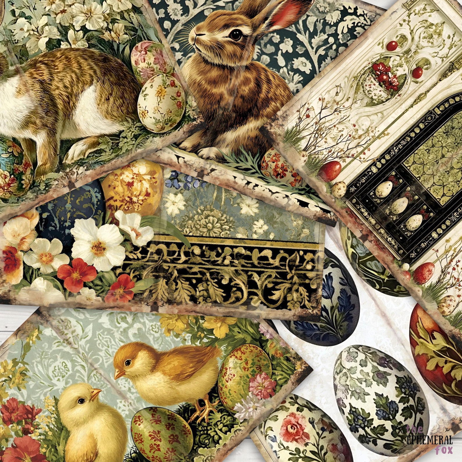 Intricate Easter Junk Journal Pages 6 Digital Scrapbook Papers ...
