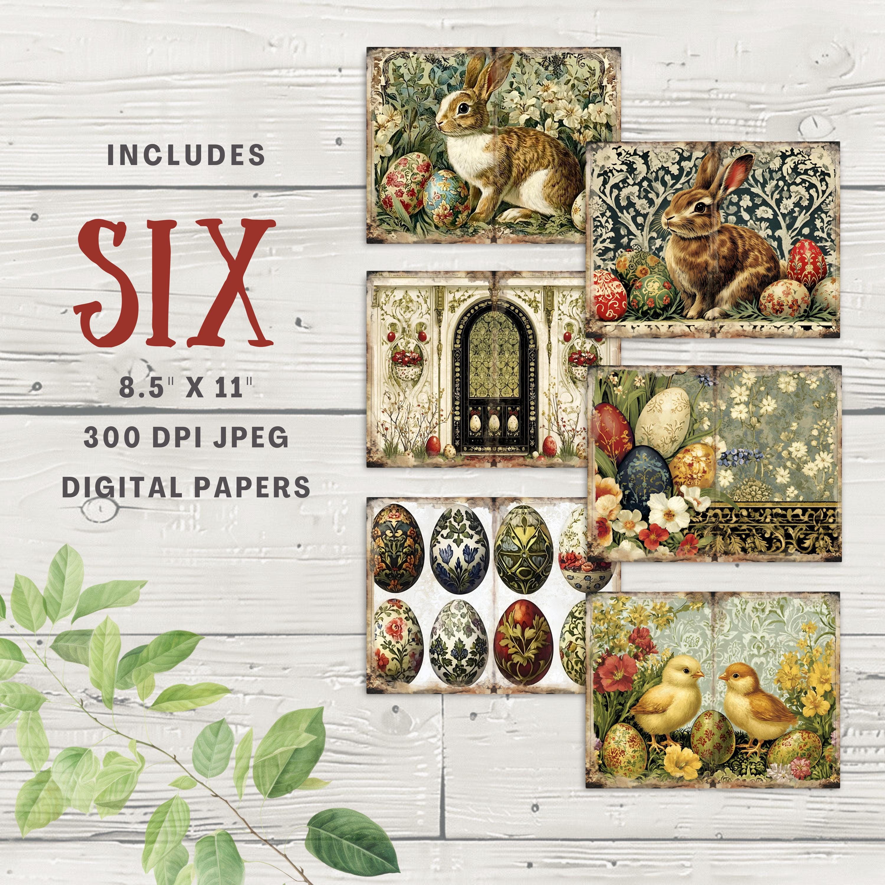 Intricate Easter Junk Journal Pages 6 Digital Scrapbook Papers ...