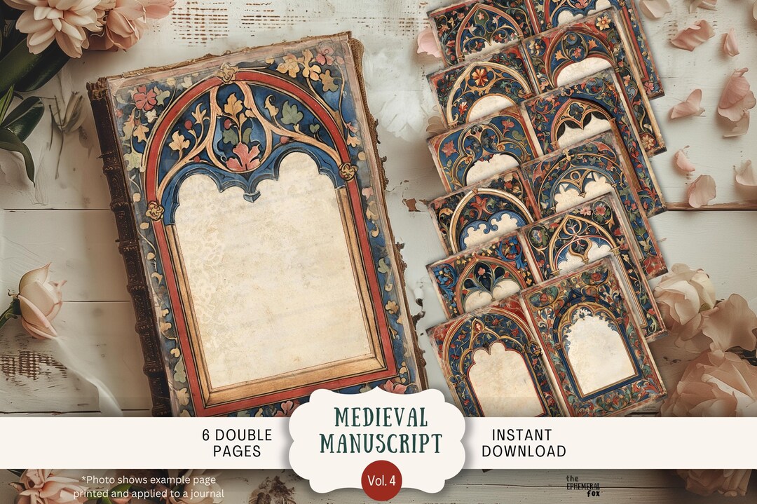 Medieval Junk Journal Pages, Vintage Gothic Printable, US Letter Size ...