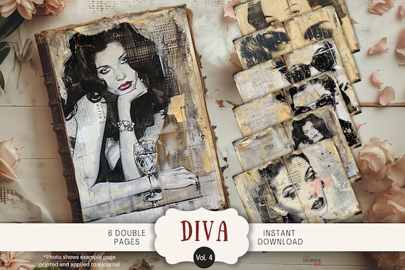 Fashion Diva Journal Pages, 6 Digital Scrapbook Pages, 11 X 8.5" Art  Printable Journal Ephemera, Vintage Chic 50s Glamor Retro Fashionistas -  Etsy