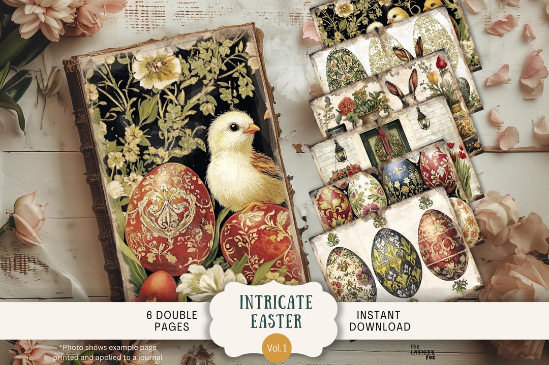 Intricate Easter Junk Journal Pages 6 Digital Scrapbook Papers ...