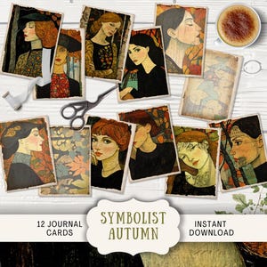 Cartes pour carnet d'inspiration symboliste Gauguin 12 cartes ATC imprimables numériques Junk Journal Ephemera, artisanat en papier automne après-midi automne couleur GAAA