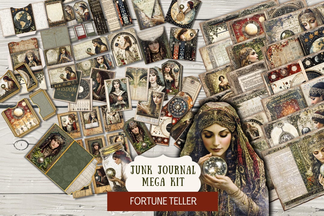 Fortune Teller BUNDLE Junk Journal Kit Printable Papers Tags Tickets ...