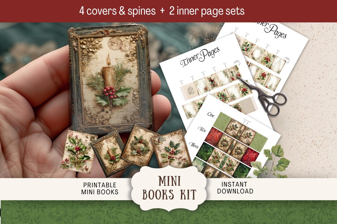 Christmas Letters Mini Book Junk Journal Kit, Miniature Pages Digital ...