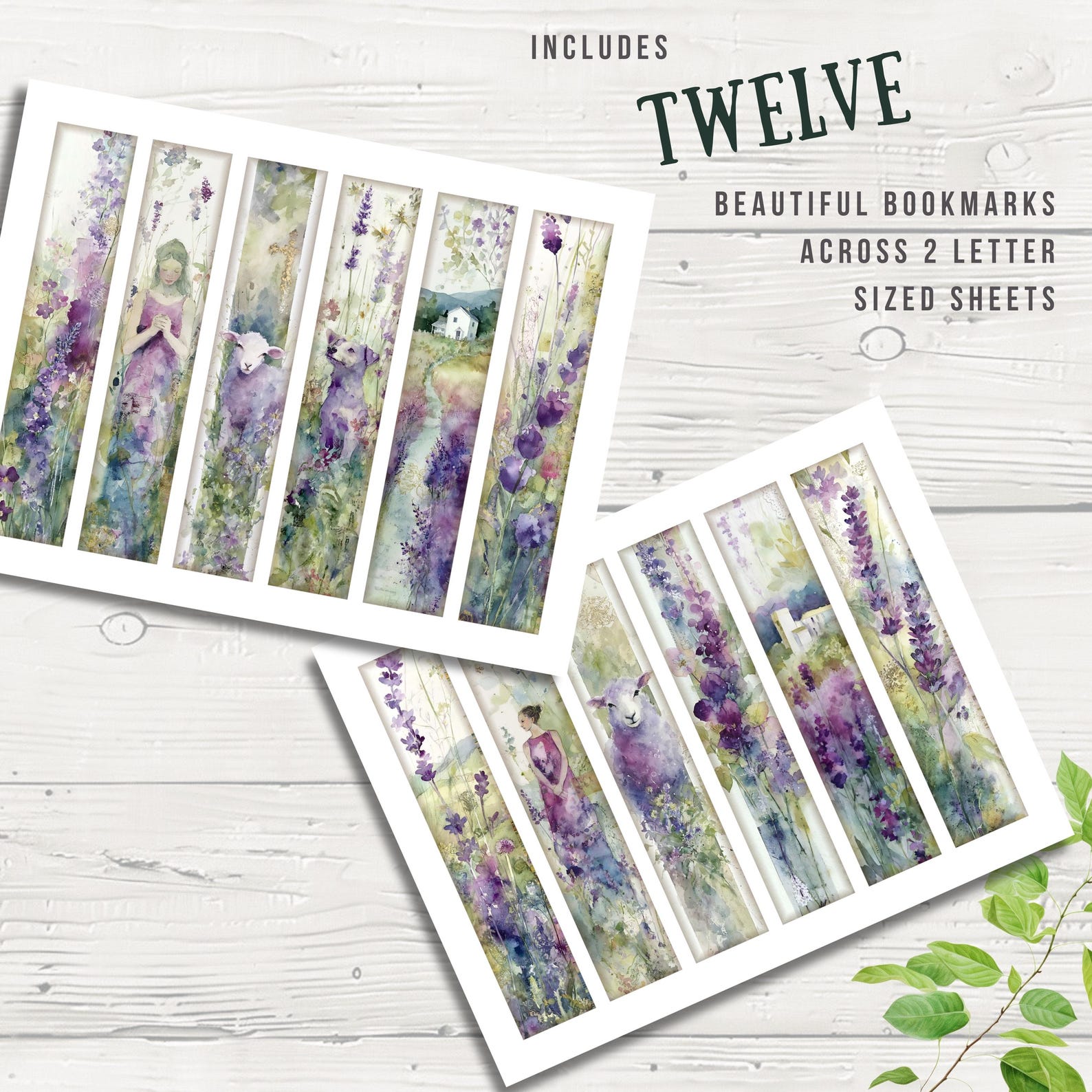 Lavender Farmhouse Printable Bookmarks, Junk Journal Digital Reader ...