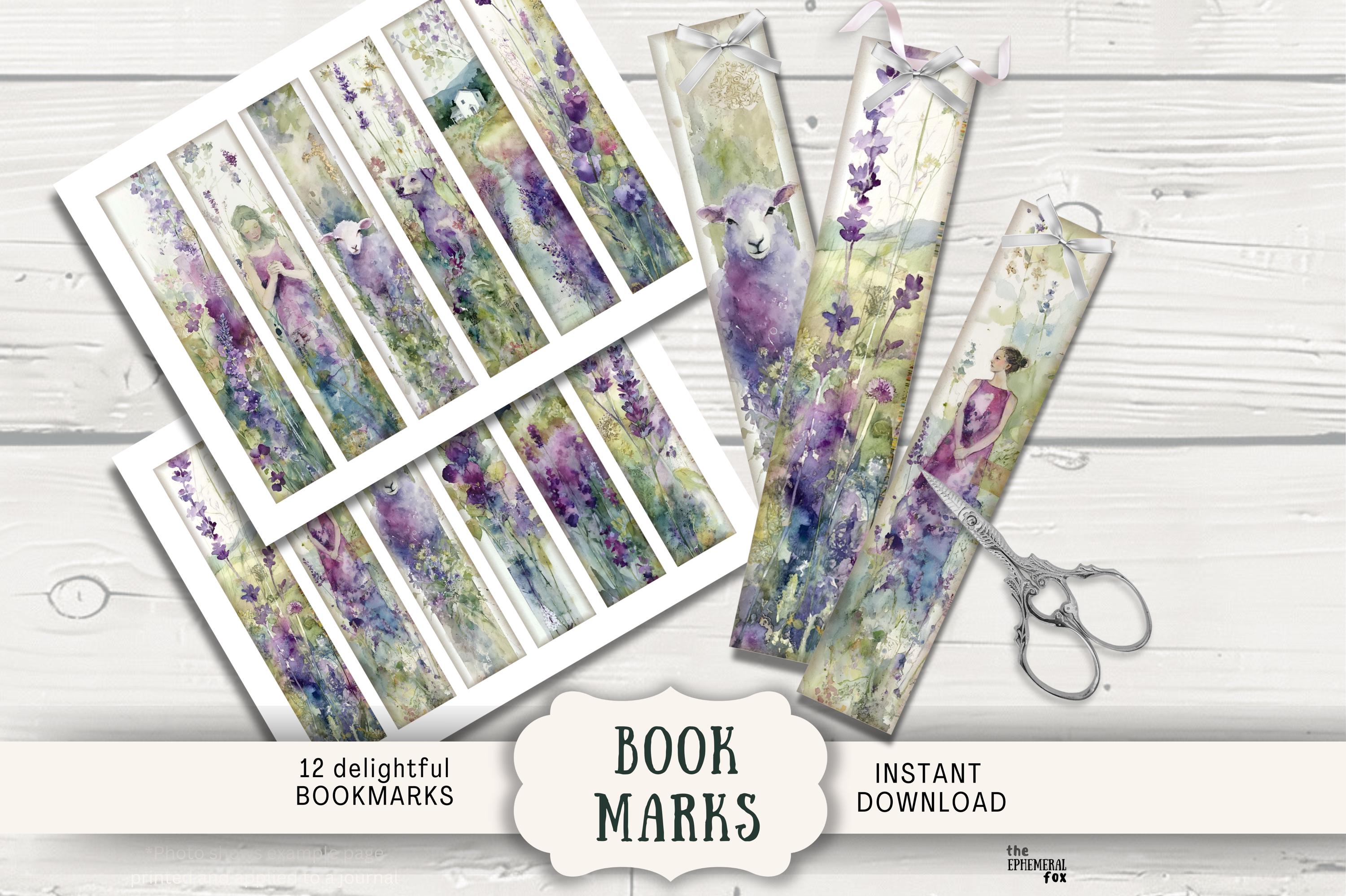 Lavender Farmhouse Printable Bookmarks, Junk Journal Digital Reader ...