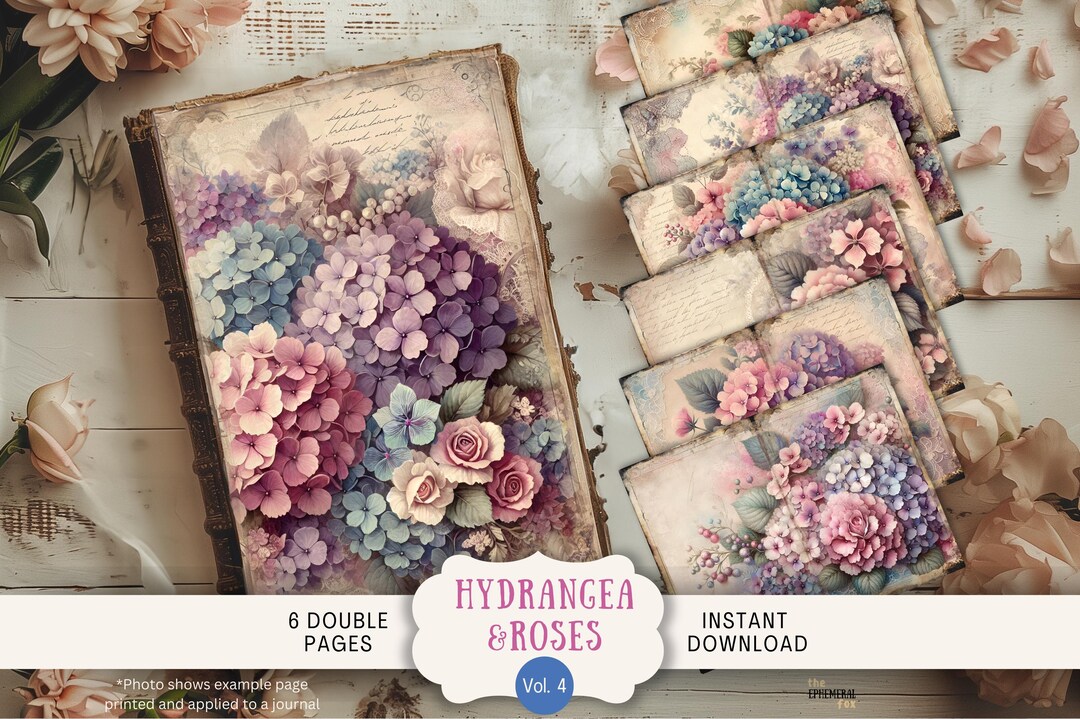Vintage Hydrangea Junk Journal Pages 6 Digital Scrapbook
