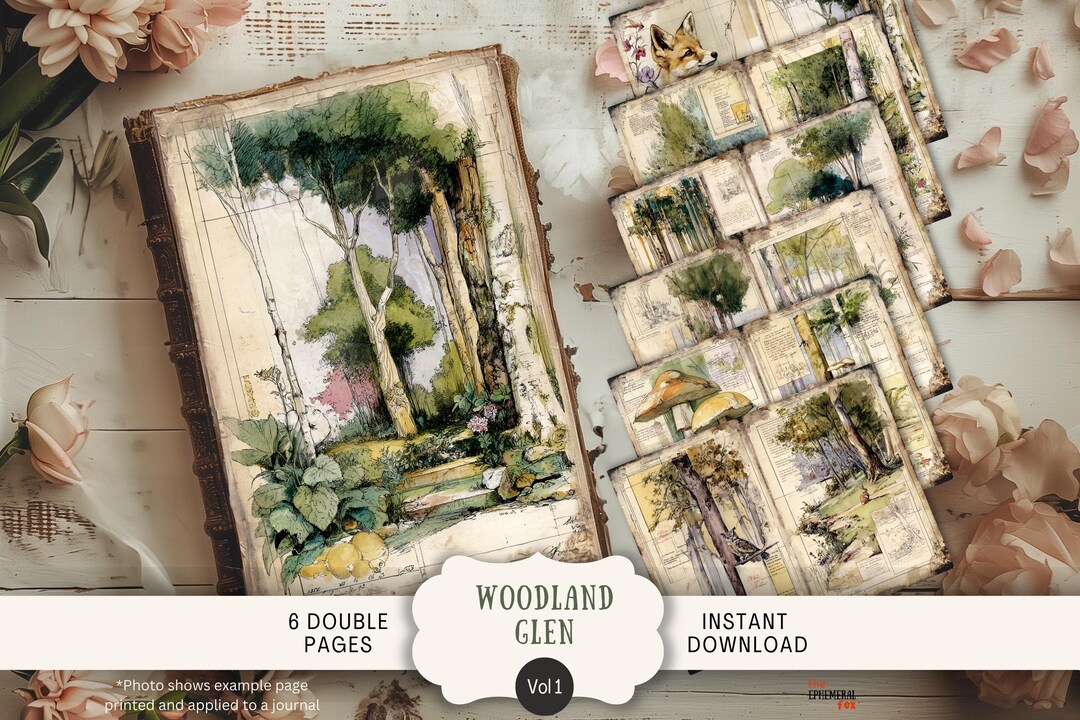 Woodland Junk Journal Kit Printable Forest Animals Scrapbook Paper ...