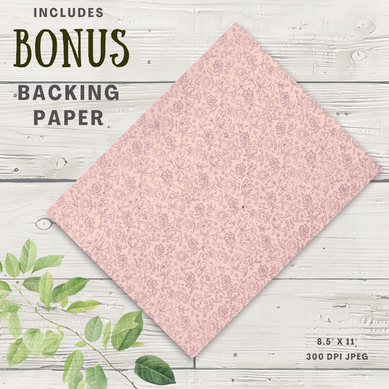 Patterned Backing Paper Cover Kit: Shabby Roses Junk Journal Covers & Spines Digital Book ...