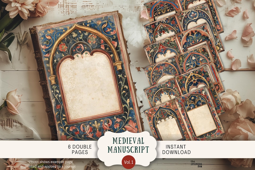 Medieval Junk Journal Pages, Vintage Gothic Printable, US Letter Size ...