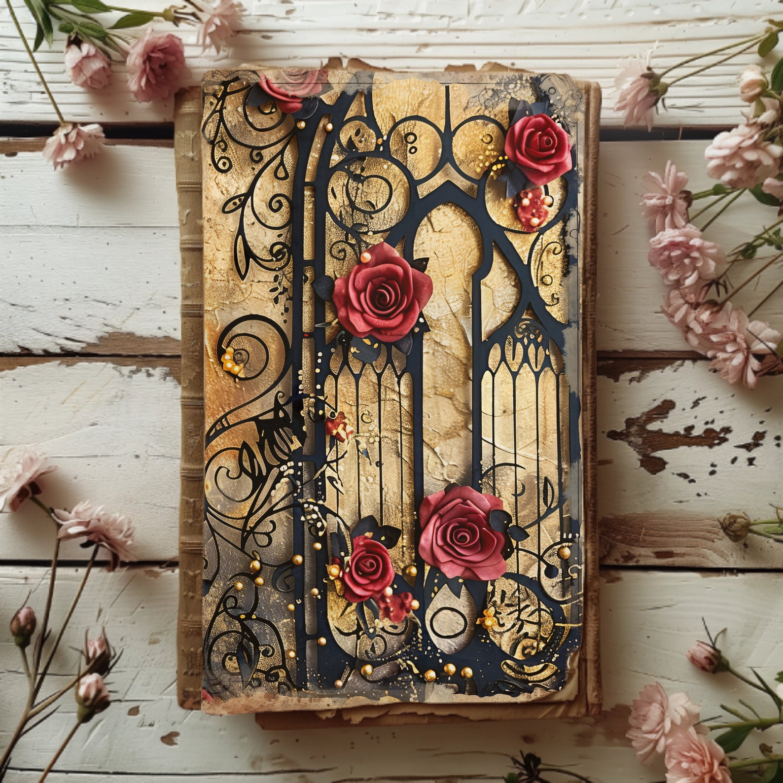 Gothic Red Rose Junk Journal Pages 6 Digital Scrapbook Pages 11 X 8.5 ...
