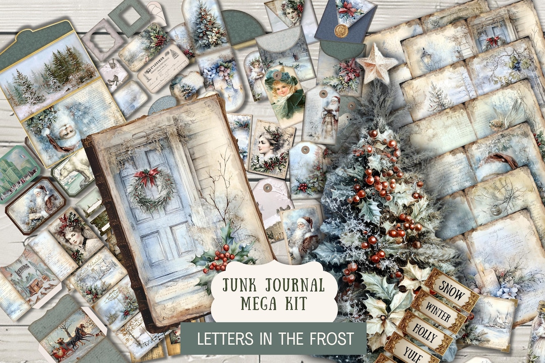 Snowy Christmas BUNDLE Junk Journal Kit Printable Papers Tags Tickets ...