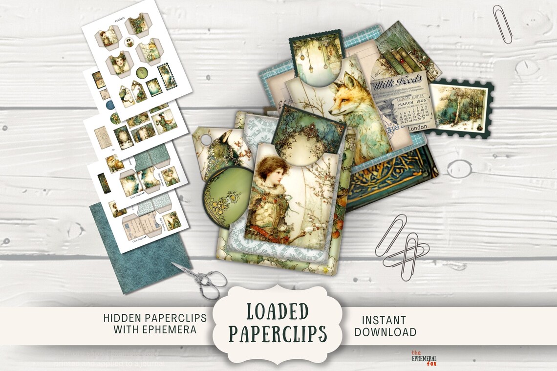 Hidden Paperclips Junk Journal Printable Loaded Paper Clips, Midwinter ...