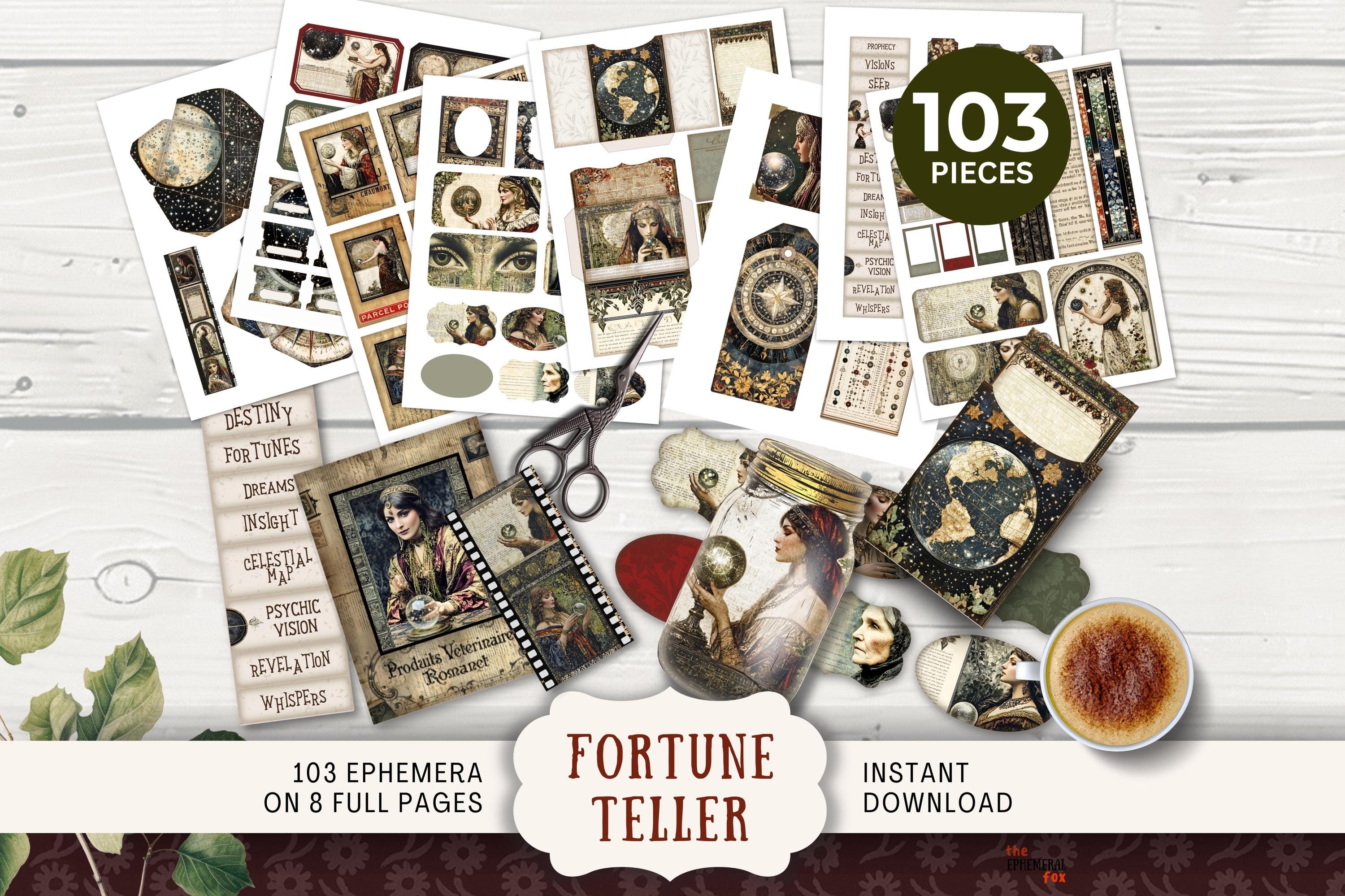 Fortune Teller BUNDLE Junk Journal Kit Printable Papers Tags Tickets ...