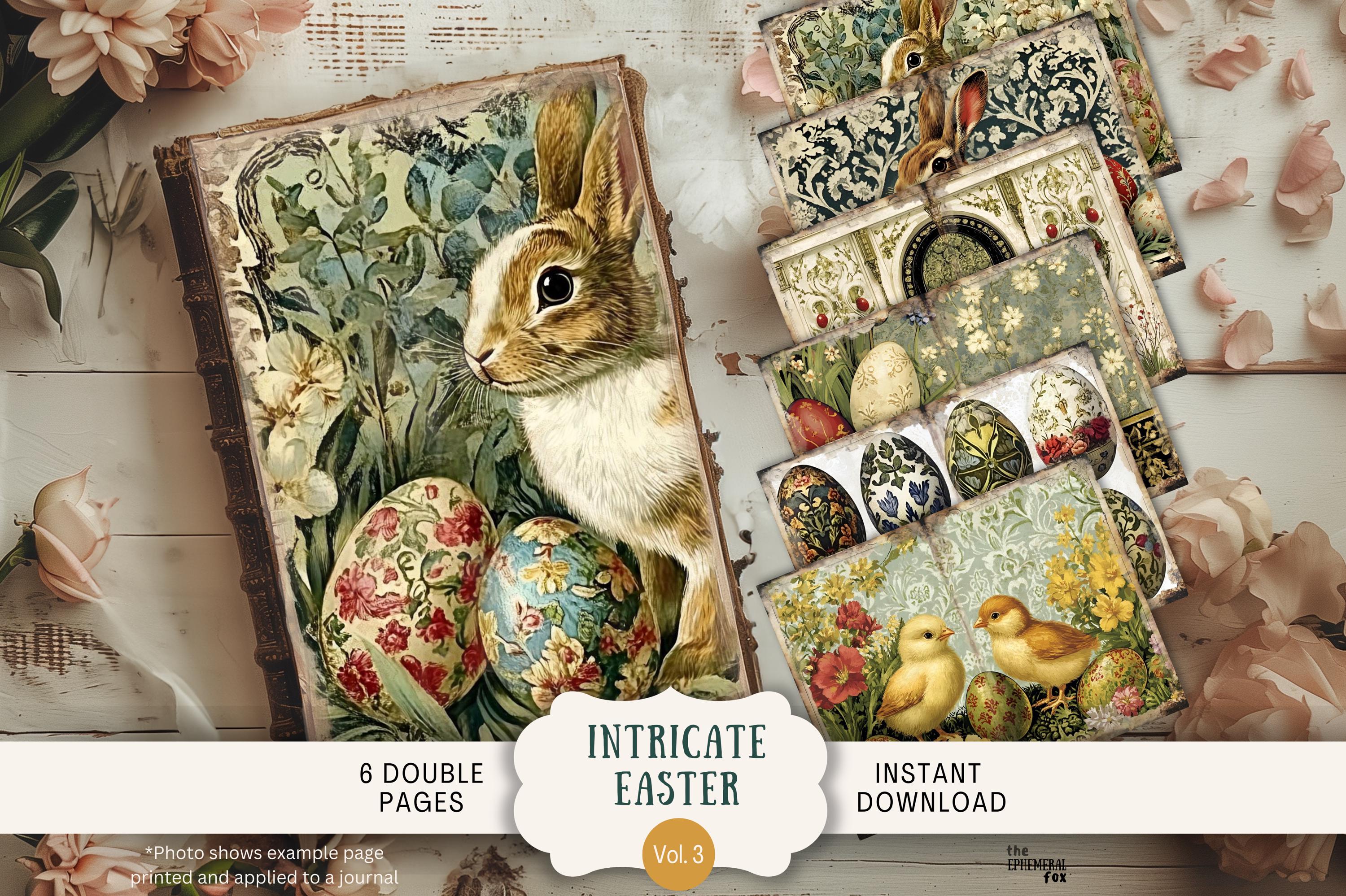 Intricate Easter Junk Journal Pages 6 Digital Scrapbook Papers ...