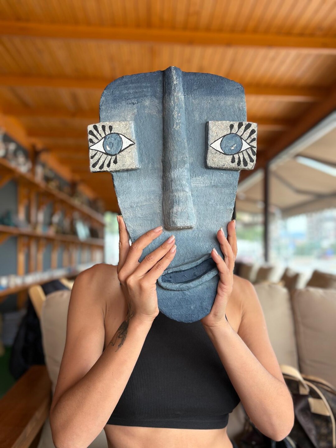 Paper Pulp Mask Large Abstract Face Wall Art – Handmade Paper Pulp Mask – Recycled ...