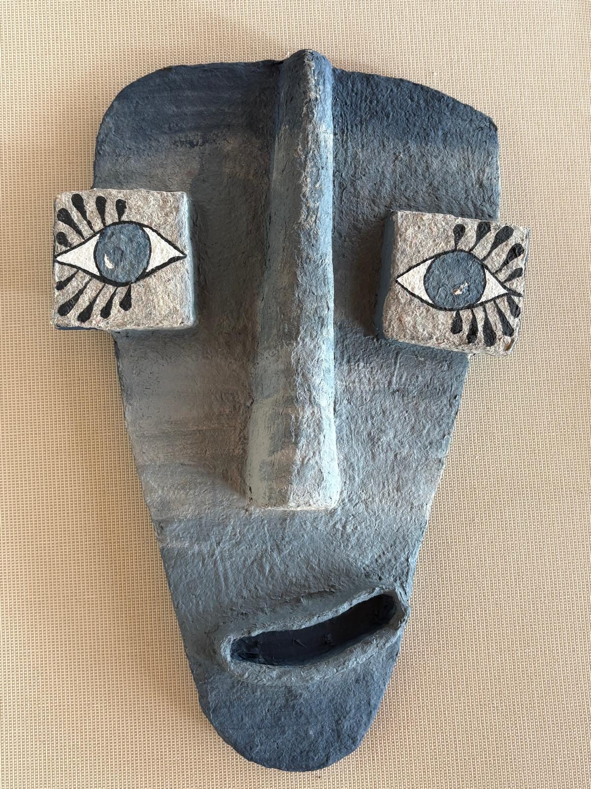 Paper Pulp Mask Large Abstract Face Wall Art – Handmade Paper Pulp Mask – Recycled ...