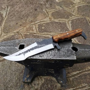 Custom Handmade Carbon Steel Hunting Knife with Leather Sheath. Gift for Him, Anniversary Gift, Christmas Gift