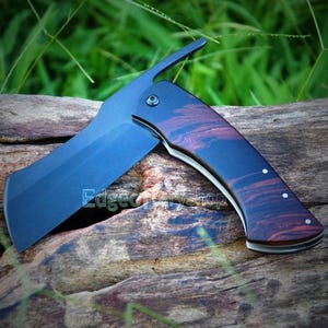 Handmade Folding Pocket Knife: 1060 High-Carbon Steel, Rosewood Handle