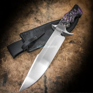 Handmade carbon Steel Hunting Bowie knife with beautiful Resin handle. Gift for Him, Anniversary Gift, Christmas Gift and Birthday gifts