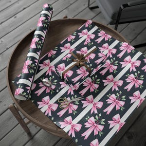 Wrapping Paper, Elegant Pink Bow Gift Wrap for Holidays, Birthdays, Celebrations - Christmas, Valentine&#39;s Day, Wedding, Baby Shower, Bridal