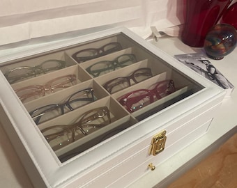 20 Slots Leather Sunglass Organizer | Sunglasses Storage Box | Gifr for Father