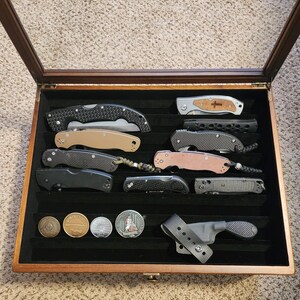 3-Tier Large Knife Display Case , Pocket Knife Organizer and Storage Box with Transparent Lid & Drawer image 6