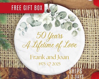 50th Anniversary Ornament, Custom 50th Anniversary Ornament Personalized 50th Wedding Anniversary Keepsake Gift for 50th Wedding Anniversary