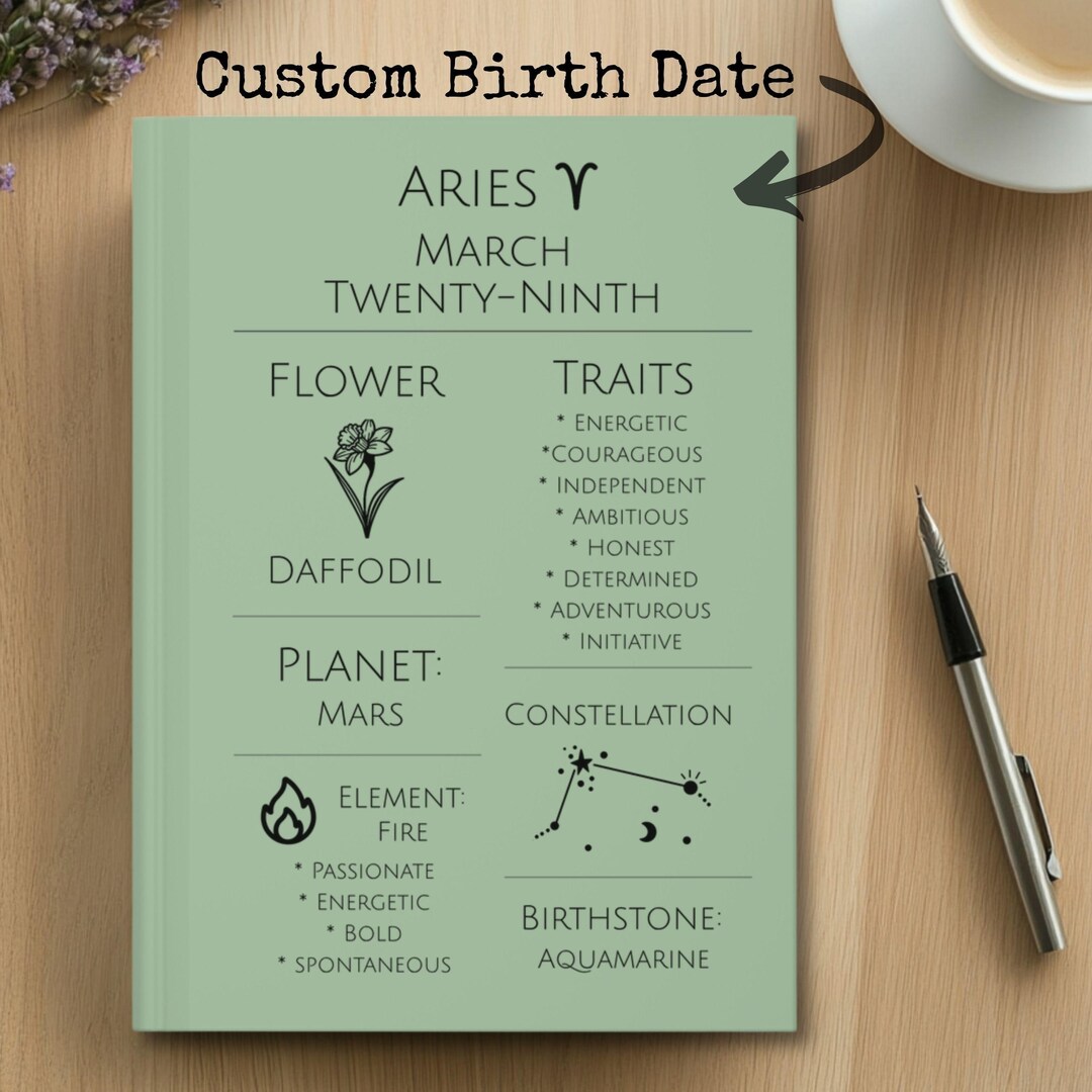 Birth Note Book Hardcover Personalized Journal Notebook, Personalized Birthflower Gift ...
