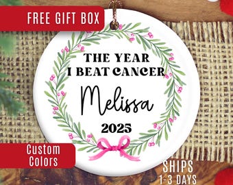 Cancer Survivor Ornament, Custom Cancer Survivor Christmas Ornament Cancer Warrior The Year I Beat Cancer Ornament Cancer Keepsake Ornament