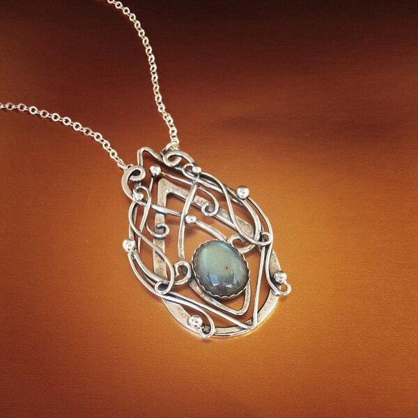 TRULY ELVISH labradorite pendant necklace Sterling silver labradorite necklace celtic jewelry