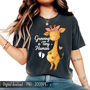 Growing a Tiny Human PNG, Funny Pregnancy Announcement Design,Retro Expecting Mom to Be Womens Digital Download for Baby Reveal Mother’s Day