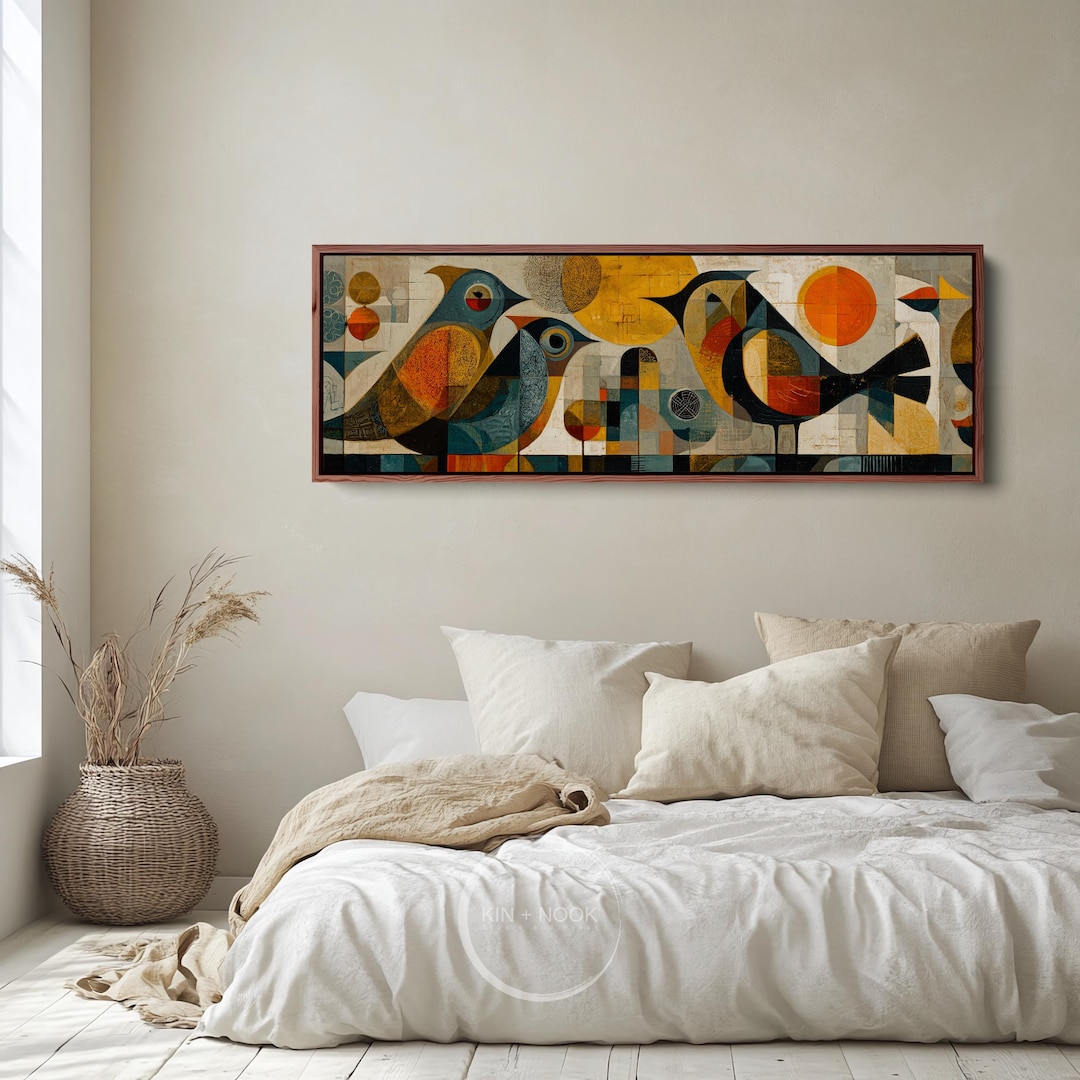 Mid Century Modern Bird Wall Art | Geometric Birds Abstract Print ...