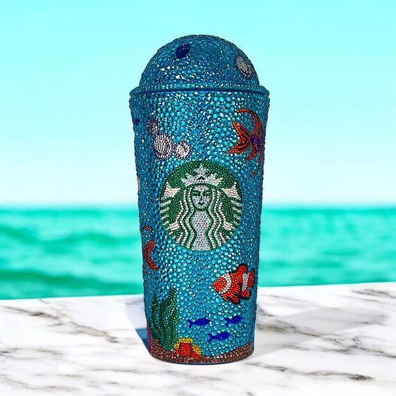 Fish Water Sea Bling Starbucks Coffee Tumbler With Straw, Personalized Rhinestone  Mug, Bedazzled Cup, Christmas Gift Mother's Day Gift - Etsy