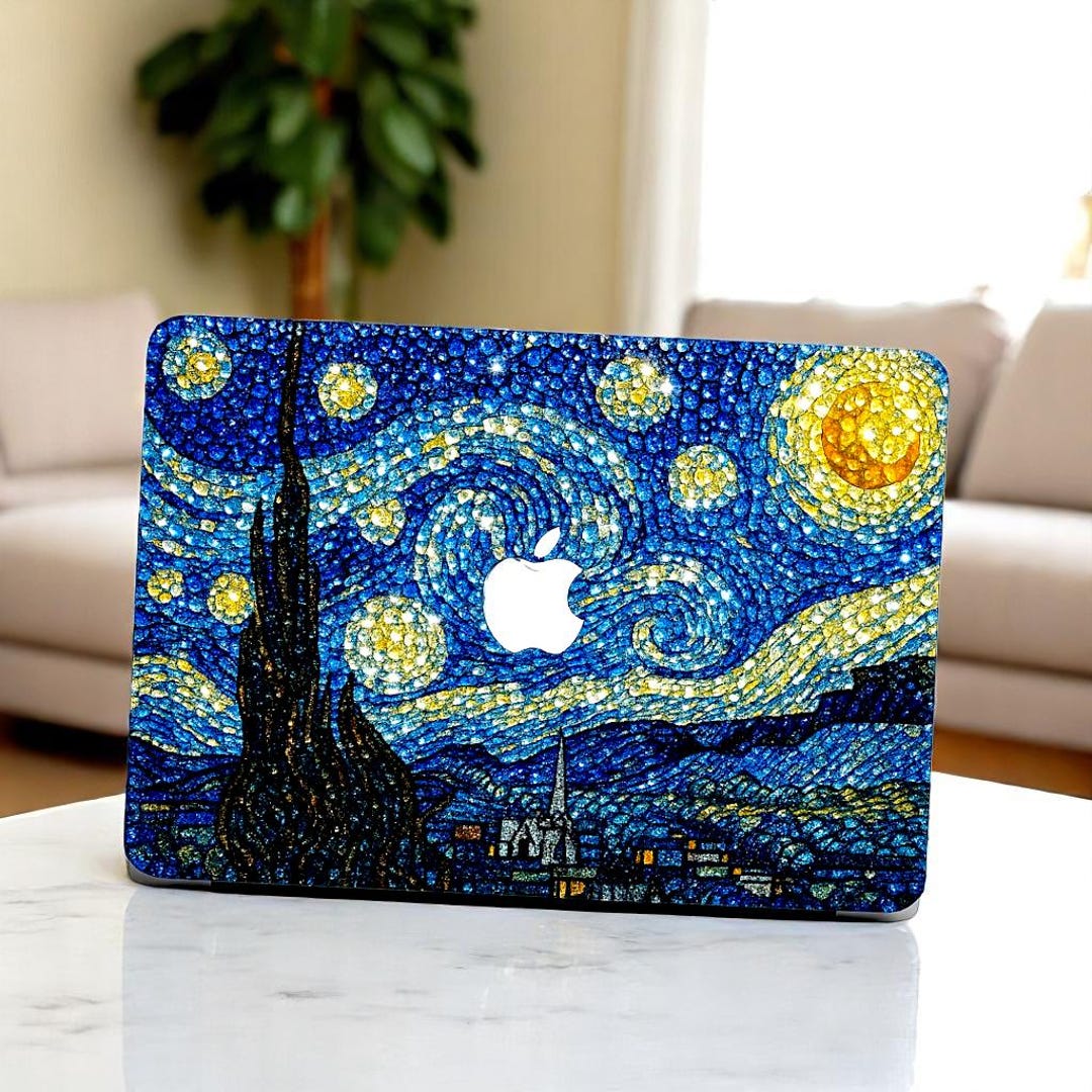 Bling Starry Night Van Gogh MacBook Air Pro Case, Rhinestone Laptop — free download
