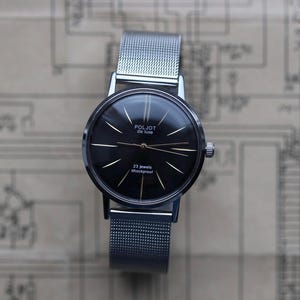Reloj vintage Poljot de Luxe, reloj Poljot, reloj Poljot de Luxe. Reloj de los años 90, reloj soviético de lujo, reloj negro para él.