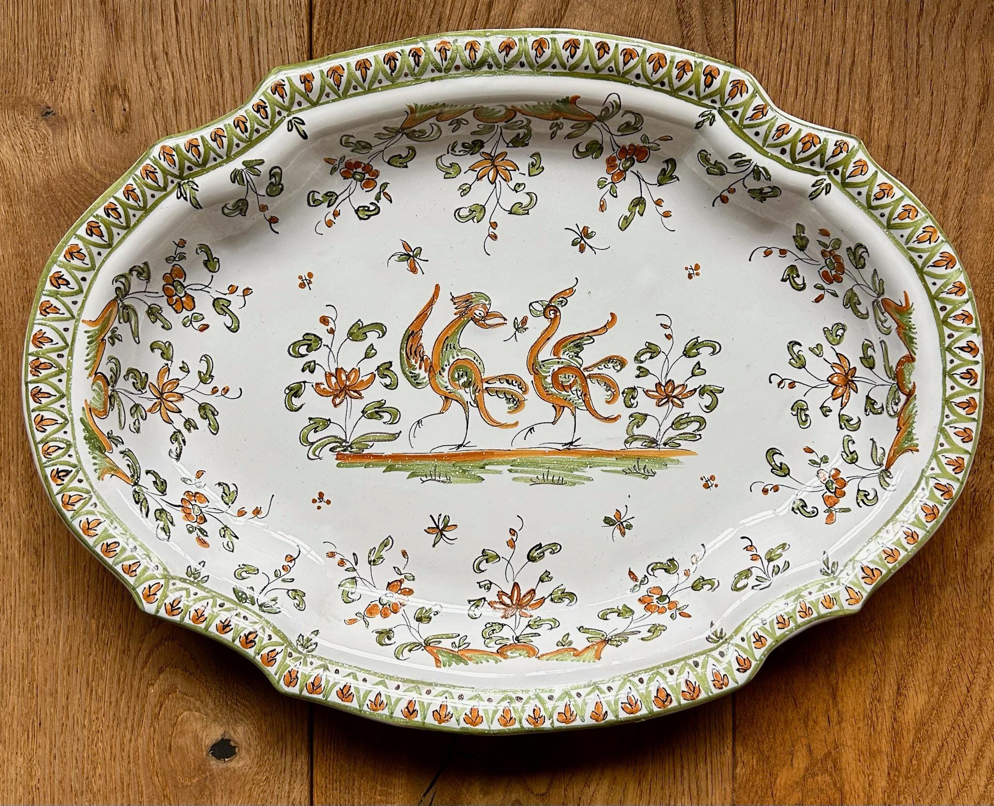 南フランス ムスティエ 花と蝶の装飾 飾り皿 大皿 【公式通販】